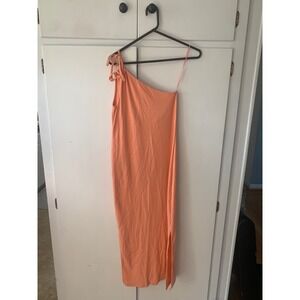 Old Navy Tall One Shoulder Ribbed Maxi Dress Sleeveless‎ Peach Casual